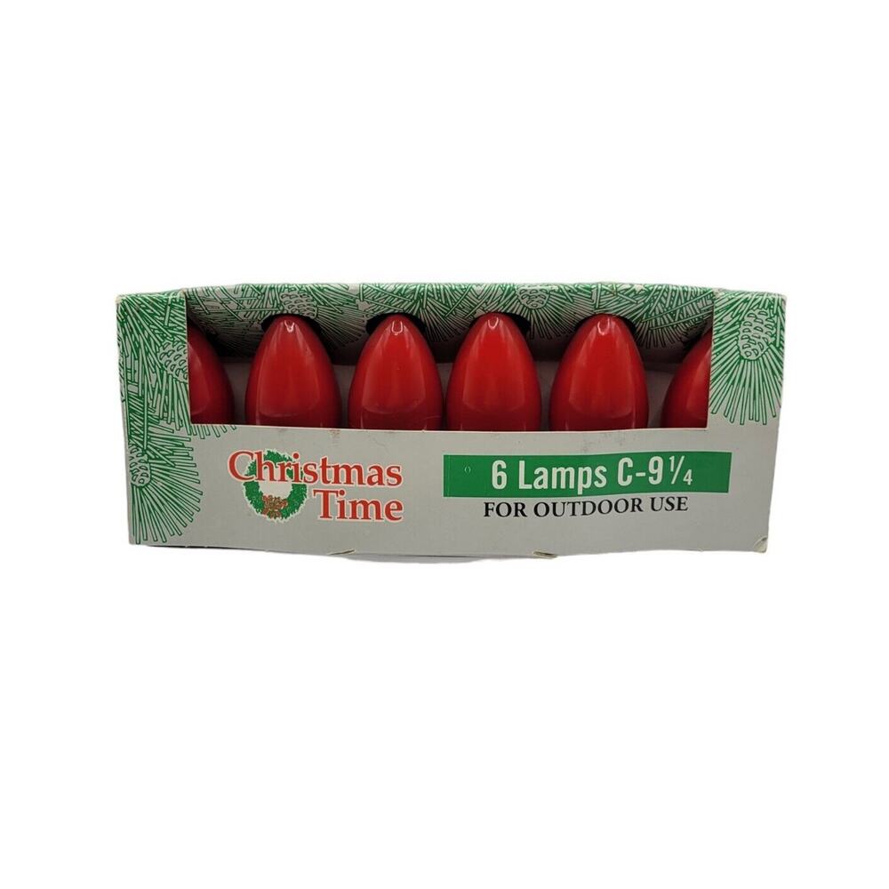 Christmas Time Red C-9 1/4 Pack Of 6 Replacement Outdoor Light Bulbs NIP